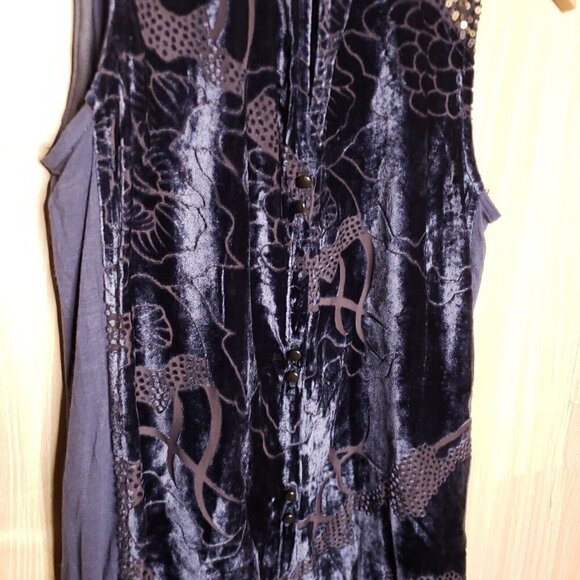 Anthropologie Tiny Blue Velvet Mixed Material Sleeveless Sequin Top Small - Picture 3 of 9